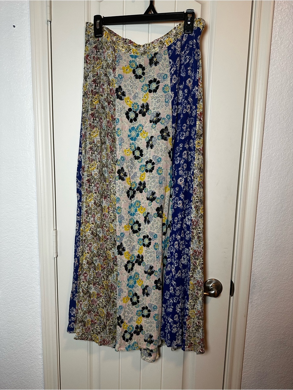 Free People Boho Floral Patchwork Panel Maxi Skirt size Medium